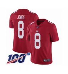 Men's New York Giants #8 Daniel Jones Red Limited Red Inverted Legend 100th Season Football Jersey