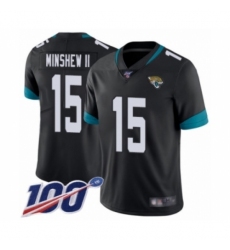 Men's Jacksonville Jaguars #15 Gardner Minshew II Black Team Color Vapor Untouchable Limited Player 100th Season Football Jersey