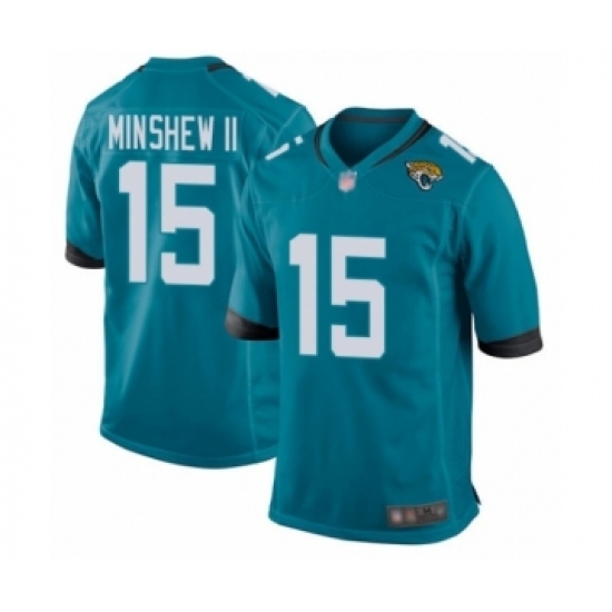 Men's Jacksonville Jaguars #15 Gardner Minshew II Game Teal Green Alternate Football Jersey Men's Jacksonville Jaguars #15 Gardner Minshew II Game Teal Green Alternate Football Jersey