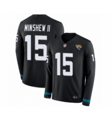 Men's Jacksonville Jaguars #15 Gardner Minshew II Limited Black Therma Long Sleeve Football Jersey