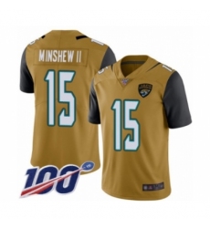 Men's Jacksonville Jaguars #15 Gardner Minshew II Limited Gold Rush Vapor Untouchable 100th Season Football Jersey