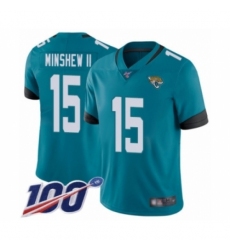 Men's Jacksonville Jaguars #15 Gardner Minshew II Teal Green Alternate Vapor Untouchable Limited Player 100th Season Football Jersey