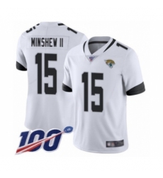 Men's Jacksonville Jaguars #15 Gardner Minshew II White Vapor Untouchable Limited Player 100th Season Football Jersey