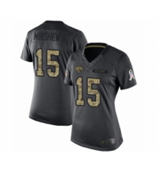 Women's Jacksonville Jaguars #15 Gardner Minshew II Limited Black 2016 Salute to Service Football Jersey