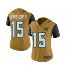 Women's Jacksonville Jaguars #15 Gardner Minshew II Limited Gold Rush Vapor Untouchable Football Jersey