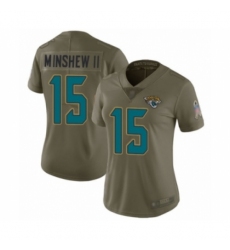 Women's Jacksonville Jaguars #15 Gardner Minshew II Limited Olive 2017 Salute to Service Football Jersey