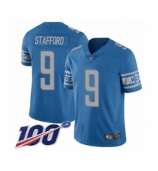 Men's Detroit Lions #9 Matthew Stafford Blue Team Color Vapor Untouchable Limited Player 100th Season Football Jersey