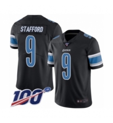 Men's Detroit Lions #9 Matthew Stafford Limited Black Rush Vapor Untouchable 100th Season Football Jersey