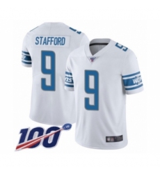 Men's Detroit Lions #9 Matthew Stafford White Vapor Untouchable Limited Player 100th Season Football Jersey