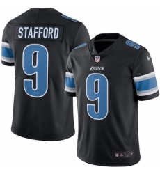 Men's Nike Detroit Lions #9 Matthew Stafford Elite Black Rush Vapor Untouchable NFL Jersey