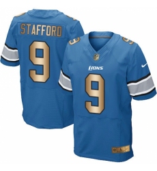 Men's Nike Detroit Lions #9 Matthew Stafford Elite Blue/Gold Team Color NFL Jersey