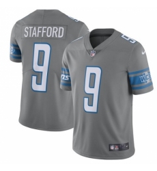 Men's Nike Detroit Lions #9 Matthew Stafford Elite Steel Rush Vapor Untouchable NFL Jersey