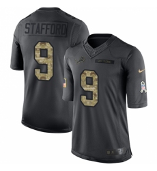 Men's Nike Detroit Lions #9 Matthew Stafford Limited Black 2016 Salute to Service NFL Jersey