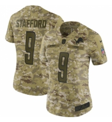 Women's Nike Detroit Lions #9 Matthew Stafford Limited Camo 2018 Salute to Service NFL Jersey