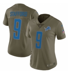 Women's Nike Detroit Lions #9 Matthew Stafford Limited Olive 2017 Salute to Service NFL Jersey