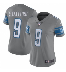 Women's Nike Detroit Lions #9 Matthew Stafford Limited Steel Rush Vapor Untouchable NFL Jersey