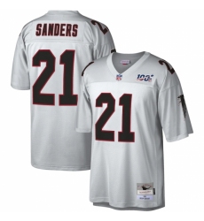 Men's Atlanta Falcons #21 Deion Sanders Mitchell & Ness Platinum NFL 100 Retired Player Legacy Jersey
