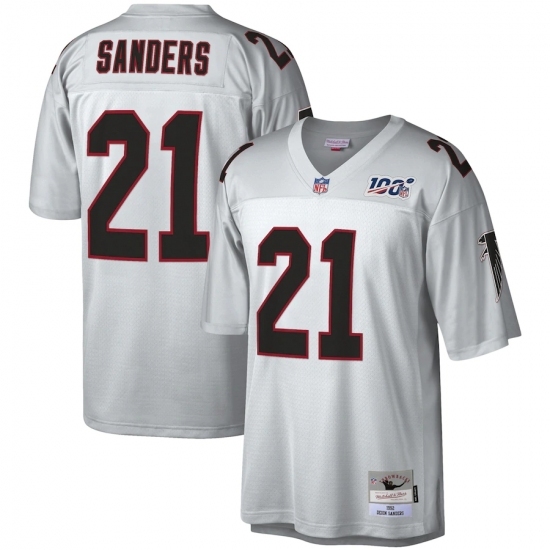 Men's Atlanta Falcons #21 Deion Sanders Mitchell & Ness Platinum NFL 100 Retired Player Legacy Jersey Men's Atlanta Falcons #21 Deion Sanders Mitchell & Ness Platinum NFL 100 Retired Player Legacy Jersey