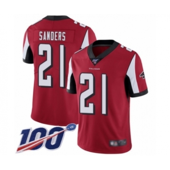Men's Atlanta Falcons #21 Deion Sanders Red Team Color Vapor Untouchable Limited Player 100th Season Football Jersey Men's Atlanta Falcons #21 Deion Sanders Red Team Color Vapor Untouchable Limited Player 100th Season Football Jersey