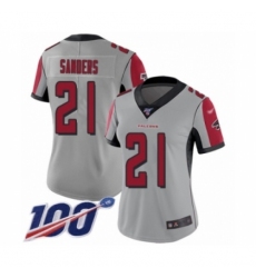 Women's Atlanta Falcons #21 Deion Sanders Limited Silver Inverted Legend 100th Season Football Jersey
