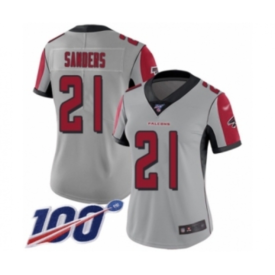 Women's Atlanta Falcons #21 Deion Sanders Limited Silver Inverted Legend 100th Season Football Jersey Women's Atlanta Falcons #21 Deion Sanders Limited Silver Inverted Legend 100th Season Football Jersey