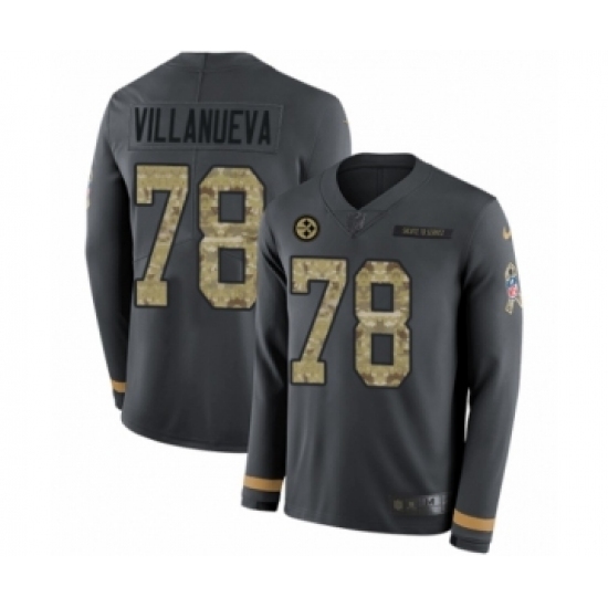 Men's Nike Pittsburgh Steelers #78 Alejandro Villanueva Limited Black Salute to Service Therma Long Sleeve NFL Jersey Men's Nike Pittsburgh Steelers #78 Alejandro Villanueva Limited Black Salute to Service Therma Long Sleeve NFL Jersey
