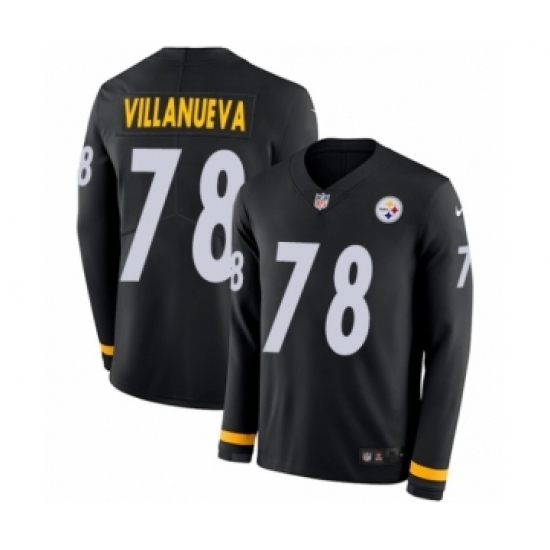Men's Nike Pittsburgh Steelers #78 Alejandro Villanueva Limited Black Therma Long Sleeve NFL Jersey Men's Nike Pittsburgh Steelers #78 Alejandro Villanueva Limited Black Therma Long Sleeve NFL Jersey