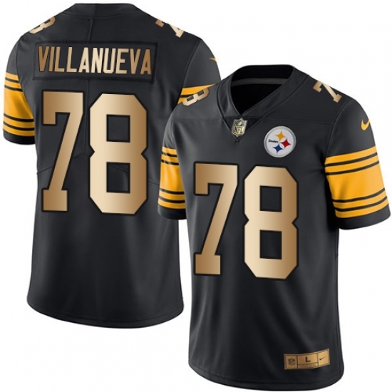 Men's Nike Pittsburgh Steelers #78 Alejandro Villanueva Limited Black/Gold Rush Vapor Untouchable NFL Jersey Men's Nike Pittsburgh Steelers #78 Alejandro Villanueva Limited Black/Gold Rush Vapor Untouchable NFL Jersey