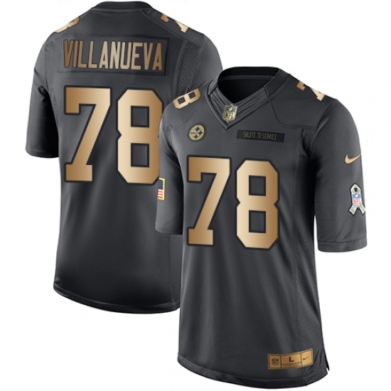 Men's Nike Pittsburgh Steelers #78 Alejandro Villanueva Limited Black/Gold Salute to Service NFL Jersey Men's Nike Pittsburgh Steelers #78 Alejandro Villanueva Limited Black/Gold Salute to Service NFL Jersey