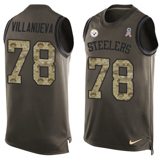 Men's Nike Pittsburgh Steelers #78 Alejandro Villanueva Limited Green Salute to Service Tank Top NFL Jersey Men's Nike Pittsburgh Steelers #78 Alejandro Villanueva Limited Green Salute to Service Tank Top NFL Jersey