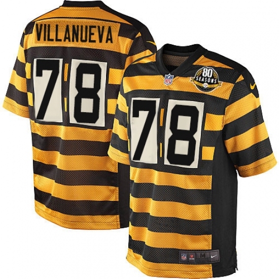 Men's Nike Pittsburgh Steelers #78 Alejandro Villanueva Limited Yellow/Black Alternate 80TH Anniversary Throwback NFL Jersey Men's Nike Pittsburgh Steelers #78 Alejandro Villanueva Limited Yellow/Black Alternate 80TH Anniversary Throwback NFL Jersey