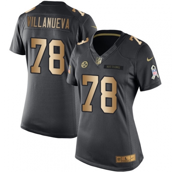 Women's Nike Pittsburgh Steelers #78 Alejandro Villanueva Limited Black/Gold Salute to Service NFL Jersey Women's Nike Pittsburgh Steelers #78 Alejandro Villanueva Limited Black/Gold Salute to Service NFL Jersey