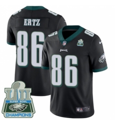 Men's Nike Philadelphia Eagles #86 Zach Ertz Black Alternate Vapor Untouchable Limited Player Super Bowl LII Champions NFL Jersey