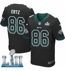 Men's Nike Philadelphia Eagles #86 Zach Ertz Elite Black Alternate Drift Fashion Super Bowl LII NFL Jersey