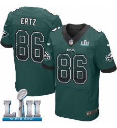 Men's Nike Philadelphia Eagles #86 Zach Ertz Elite Midnight Green Home Drift Fashion Super Bowl LII NFL Jersey
