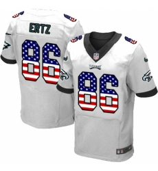 Men's Nike Philadelphia Eagles #86 Zach Ertz Elite White Road USA Flag Fashion NFL Jersey
