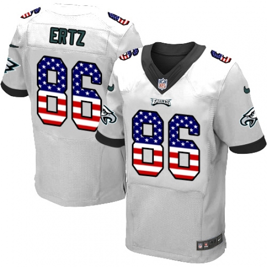 Men's Nike Philadelphia Eagles #86 Zach Ertz Elite White Road USA Flag Fashion NFL Jersey Men's Nike Philadelphia Eagles #86 Zach Ertz Elite White Road USA Flag Fashion NFL Jersey