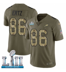 Men's Nike Philadelphia Eagles #86 Zach Ertz Limited Olive/Camo 2017 Salute to Service Super Bowl LII NFL Jersey