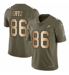 Men's Nike Philadelphia Eagles #86 Zach Ertz Limited Olive/Gold 2017 Salute to Service NFL Jersey