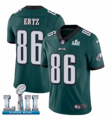 Men's Nike Philadelphia Eagles #86 Zach Ertz Midnight Green Team Color Vapor Untouchable Limited Player Super Bowl LII NFL Jersey