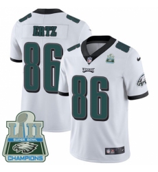 Men's Nike Philadelphia Eagles #86 Zach Ertz White Vapor Untouchable Limited Player Super Bowl LII Champions NFL Jersey