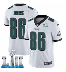 Men's Nike Philadelphia Eagles #86 Zach Ertz White Vapor Untouchable Limited Player Super Bowl LII NFL Jersey