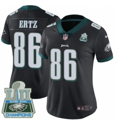 Women's Nike Philadelphia Eagles #86 Zach Ertz Black Alternate Vapor Untouchable Limited Player Super Bowl LII Champions NFL Jersey