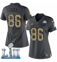 Women's Nike Philadelphia Eagles #86 Zach Ertz Limited Black 2016 Salute to Service Super Bowl LII NFL Jersey