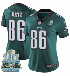 Women's Nike Philadelphia Eagles #86 Zach Ertz Midnight Green Team Color Vapor Untouchable Limited Player Super Bowl LII Champions NFL Jersey