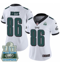 Women's Nike Philadelphia Eagles #86 Zach Ertz White Vapor Untouchable Limited Player Super Bowl LII Champions NFL Jersey