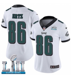 Women's Nike Philadelphia Eagles #86 Zach Ertz White Vapor Untouchable Limited Player Super Bowl LII NFL Jersey