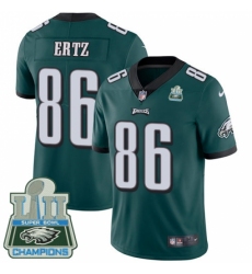 Youth Nike Philadelphia Eagles #86 Zach Ertz Midnight Green Team Color Vapor Untouchable Limited Player Super Bowl LII Champions NFL Jersey