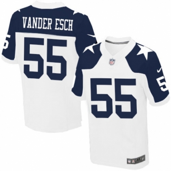 Men's Nike Dallas Cowboys #55 Leighton Vander Esch Elite White Throwback Alternate NFL Jersey Men's Nike Dallas Cowboys #55 Leighton Vander Esch Elite White Throwback Alternate NFL Jersey