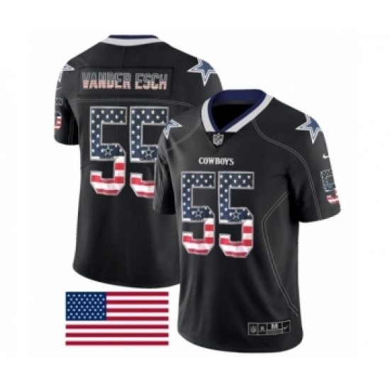 Men's Nike Dallas Cowboys #55 Leighton Vander Esch Limited Black Rush USA Flag NFL Jersey Men's Nike Dallas Cowboys #55 Leighton Vander Esch Limited Black Rush USA Flag NFL Jersey